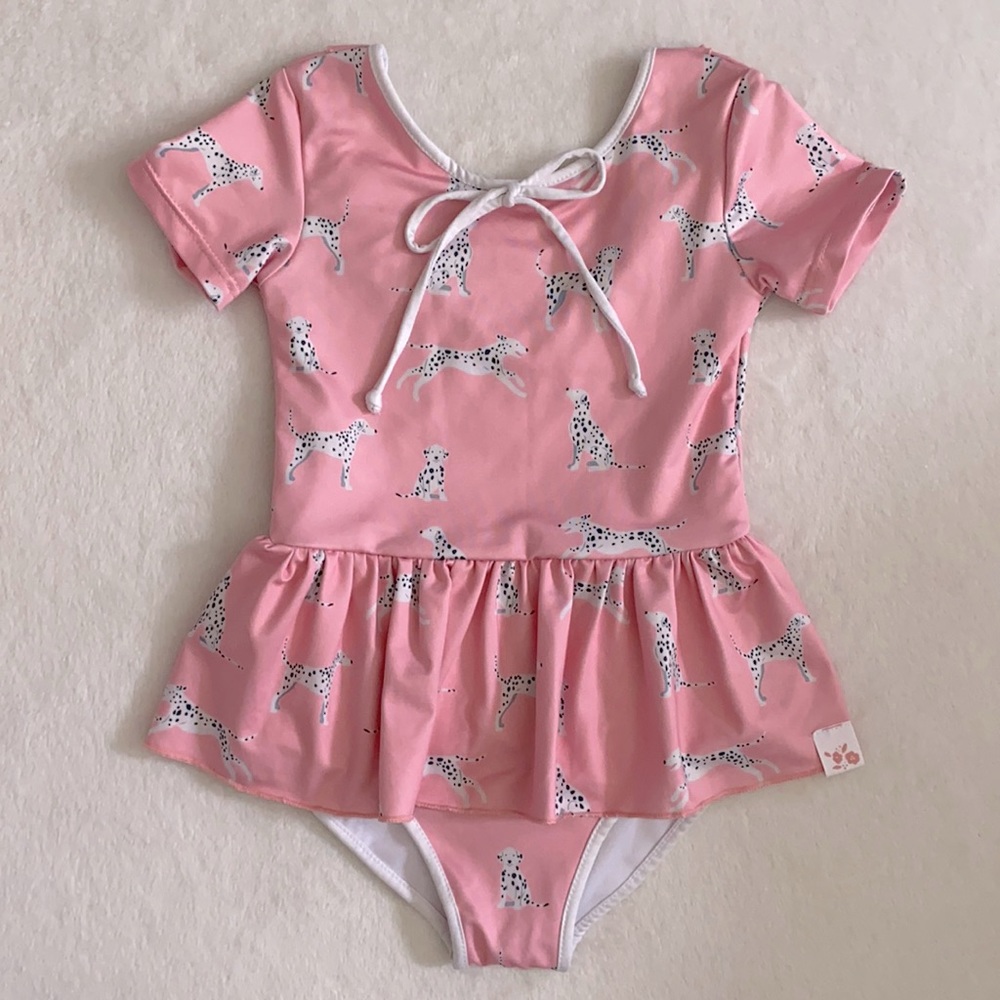 SweetHoney Pink Dalmatian Peplum One-Piece Swimsuit